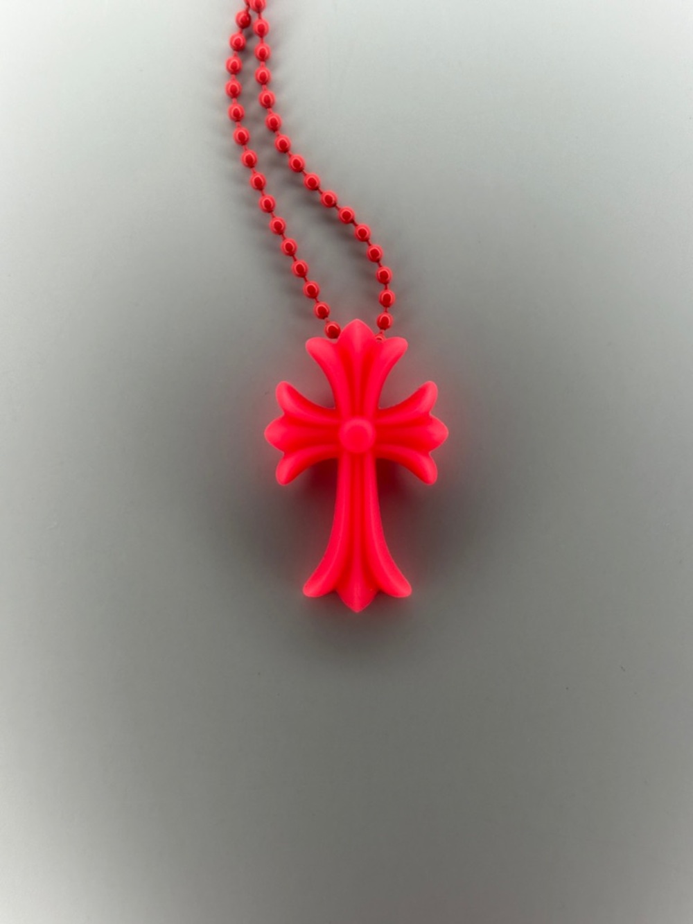 Chrome Hearts Silicone Neon Red Cross Pendant Necklace